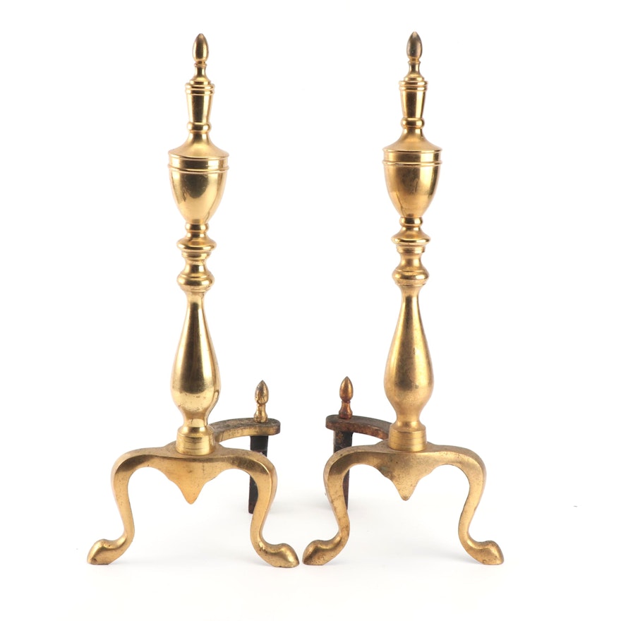 Federal Style Brass Andirons