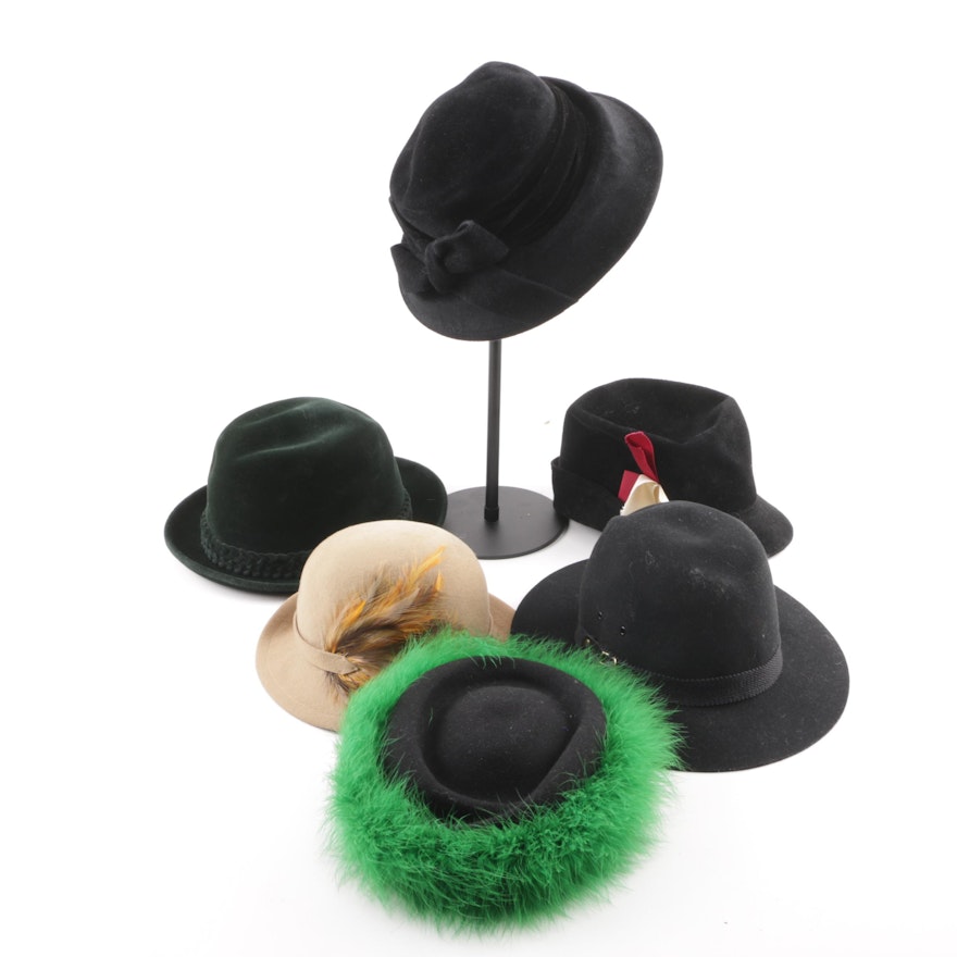 Men's and Women's Vintage Hats Including Stetson, Mr. John and Betmar