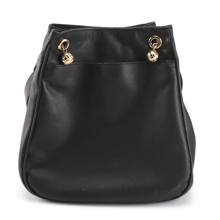 Bottega Veneta Black Embossed Leather Handbag