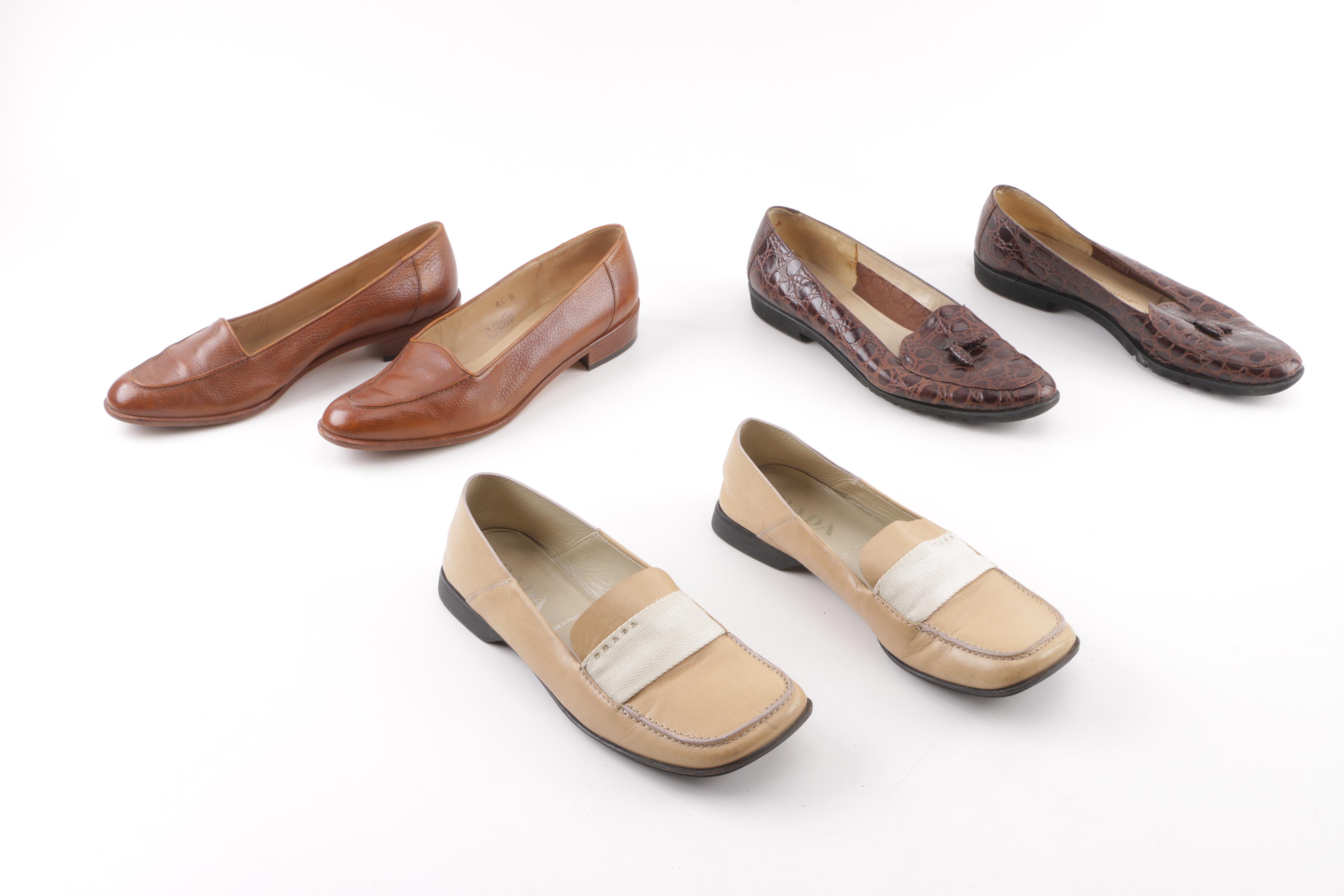 Women's Prada and Salvatore Ferragamo Leather Footwear