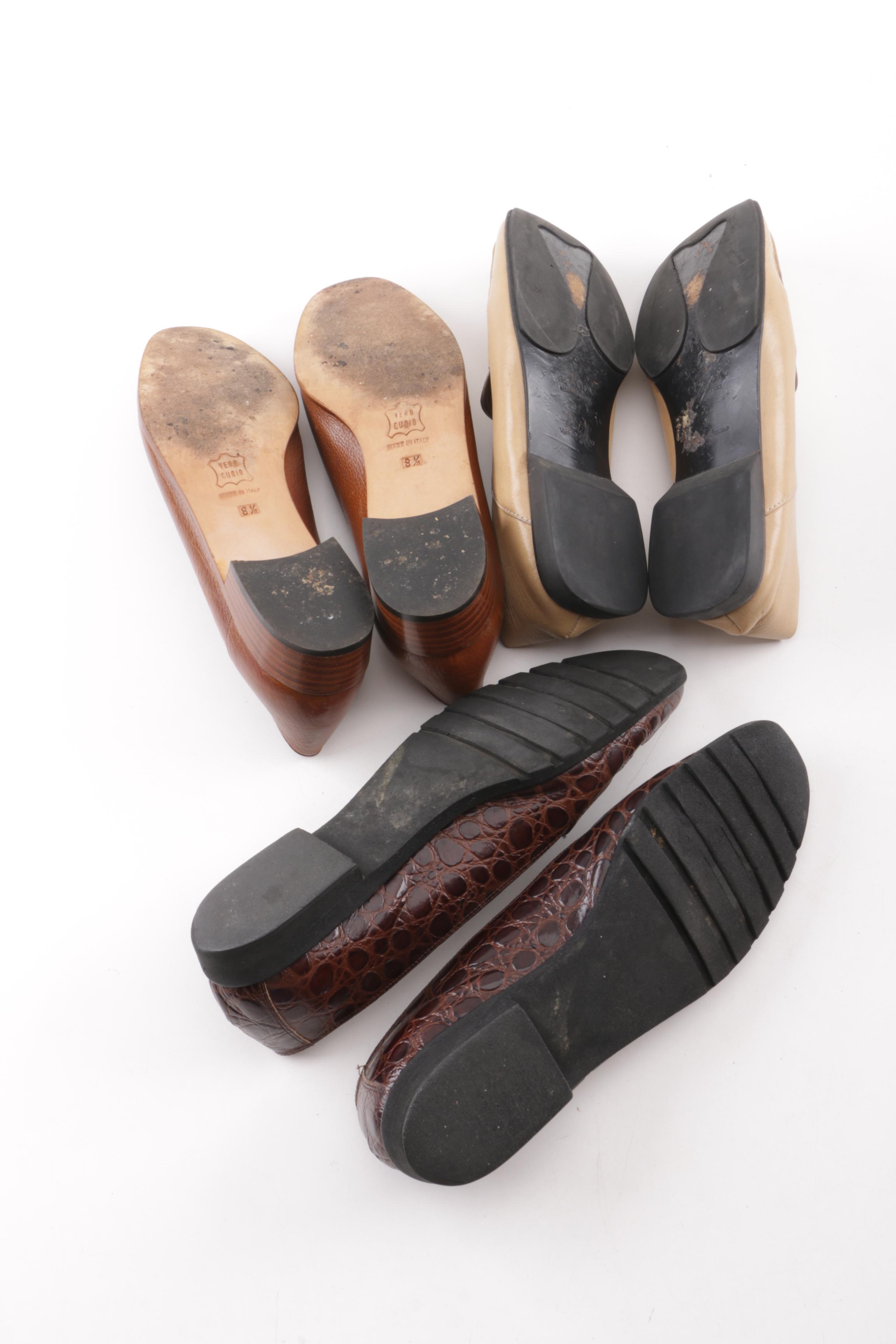 Women's Prada and Salvatore Ferragamo Leather Footwear