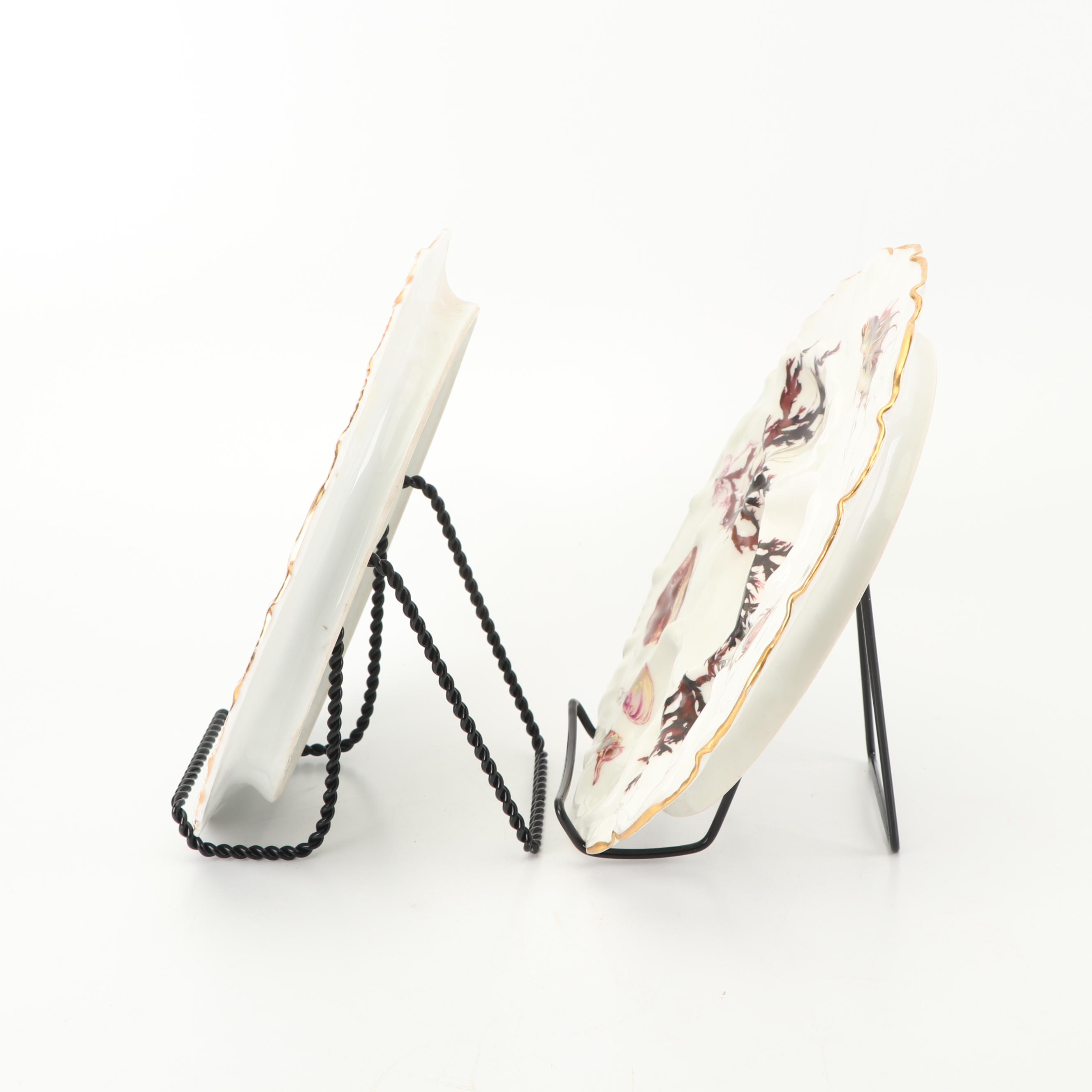 Porcelain Oyster Plates including Antique Haviland Limoges