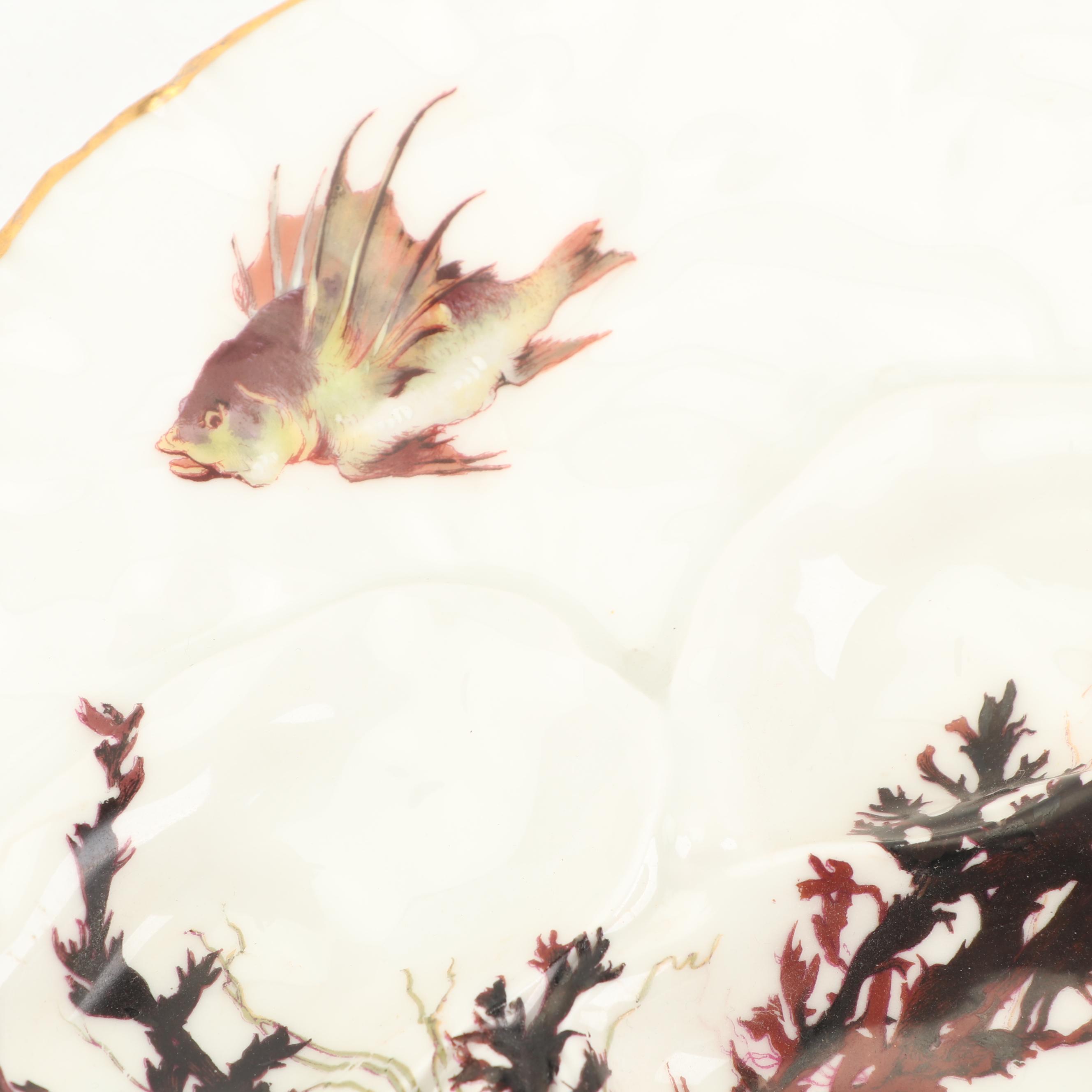 Porcelain Oyster Plates including Antique Haviland Limoges