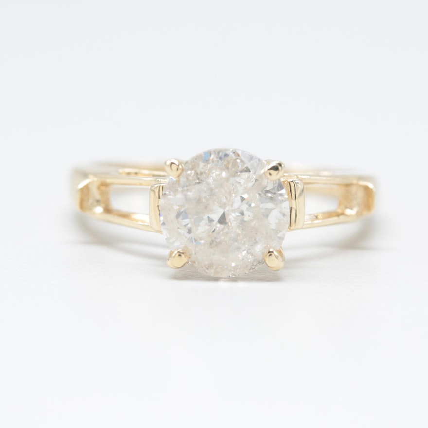 14K Yellow Gold 1.96 CT Diamond Ring Partial Mount