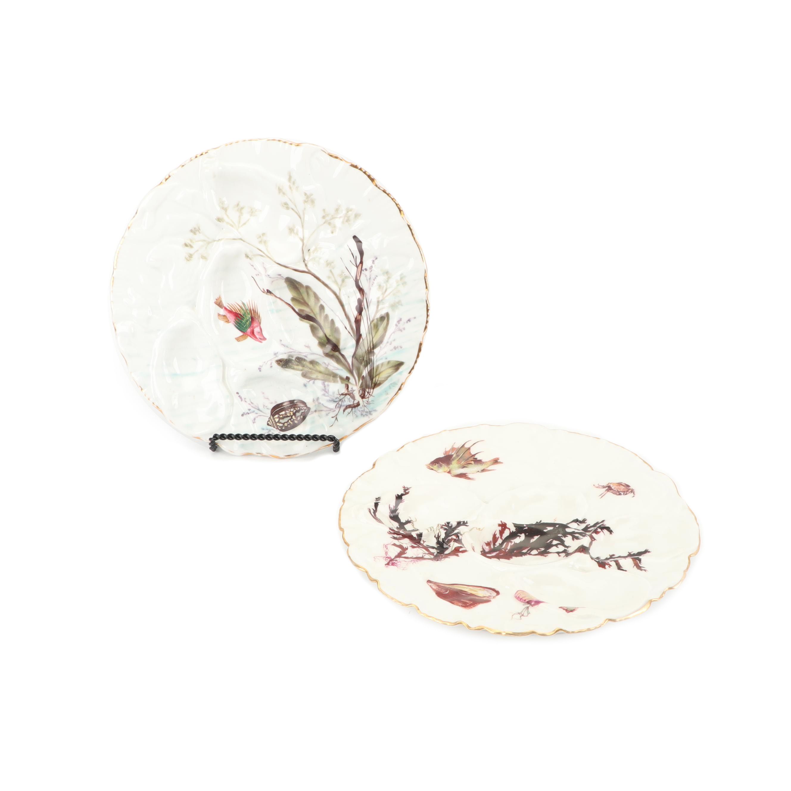 Porcelain Oyster Plates including Antique Haviland Limoges