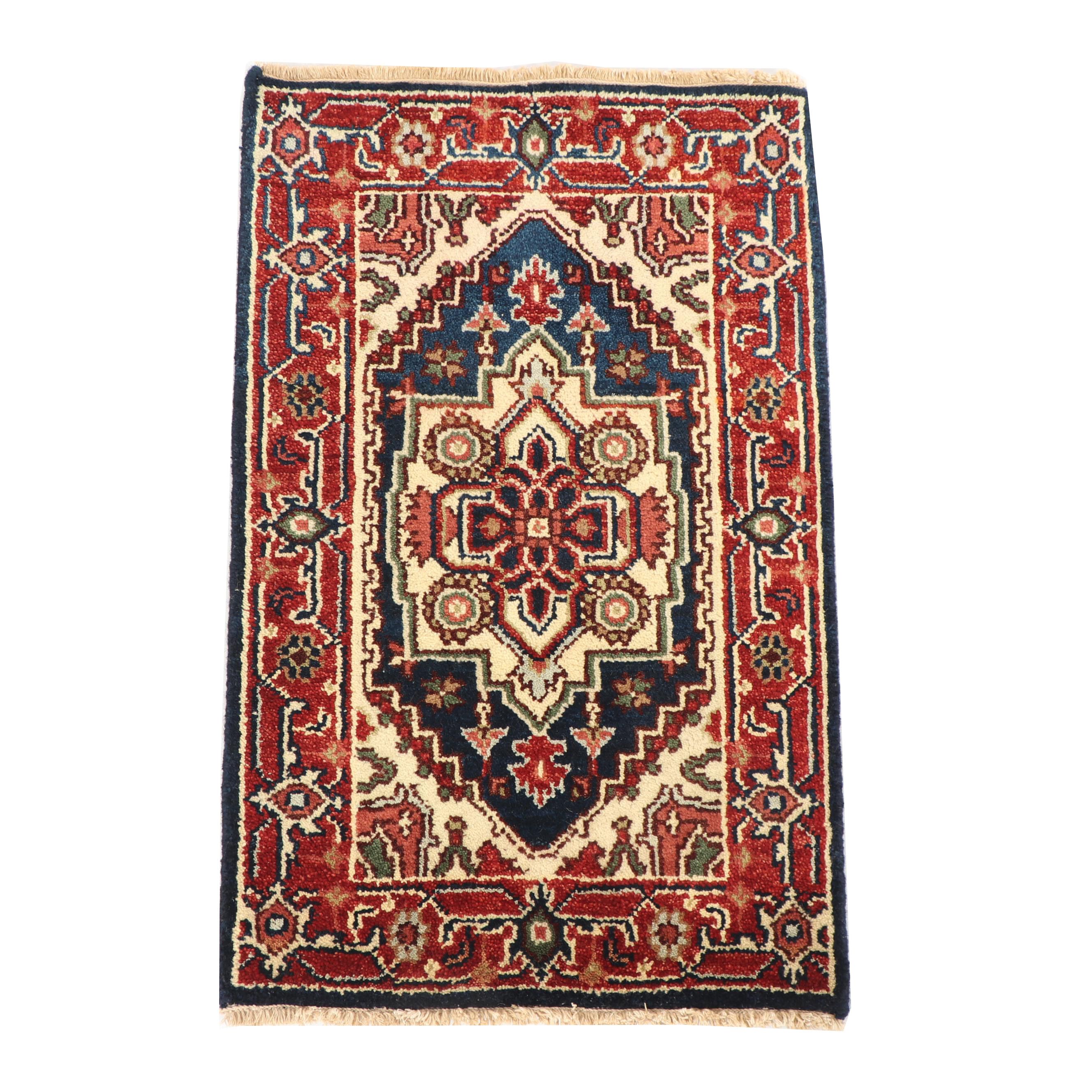 Hand-Knotted Indo-Persian Heriz Wool Rug