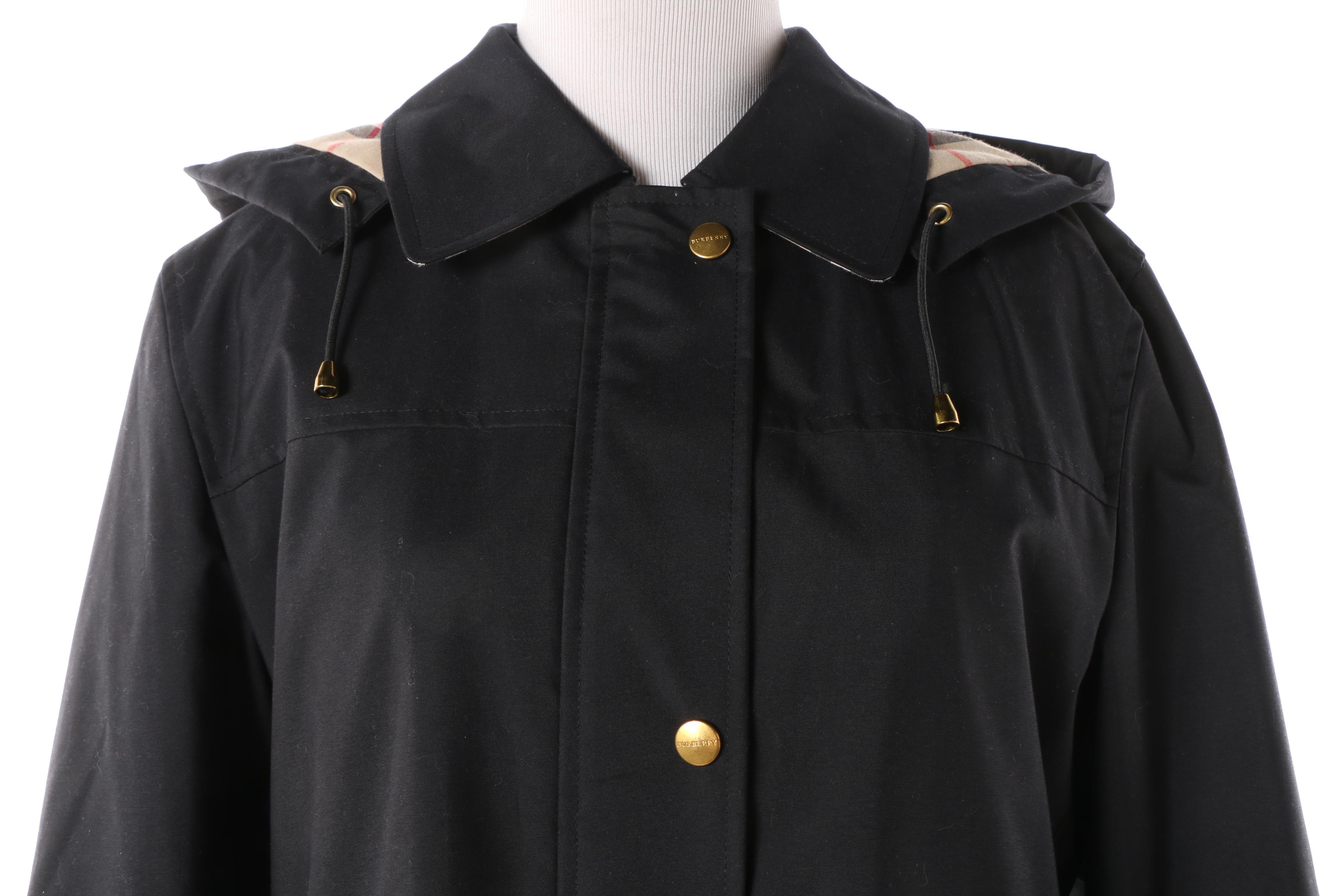 Women's Burberry London Kayla Black Rain Jacket with Removable Wool Lining
