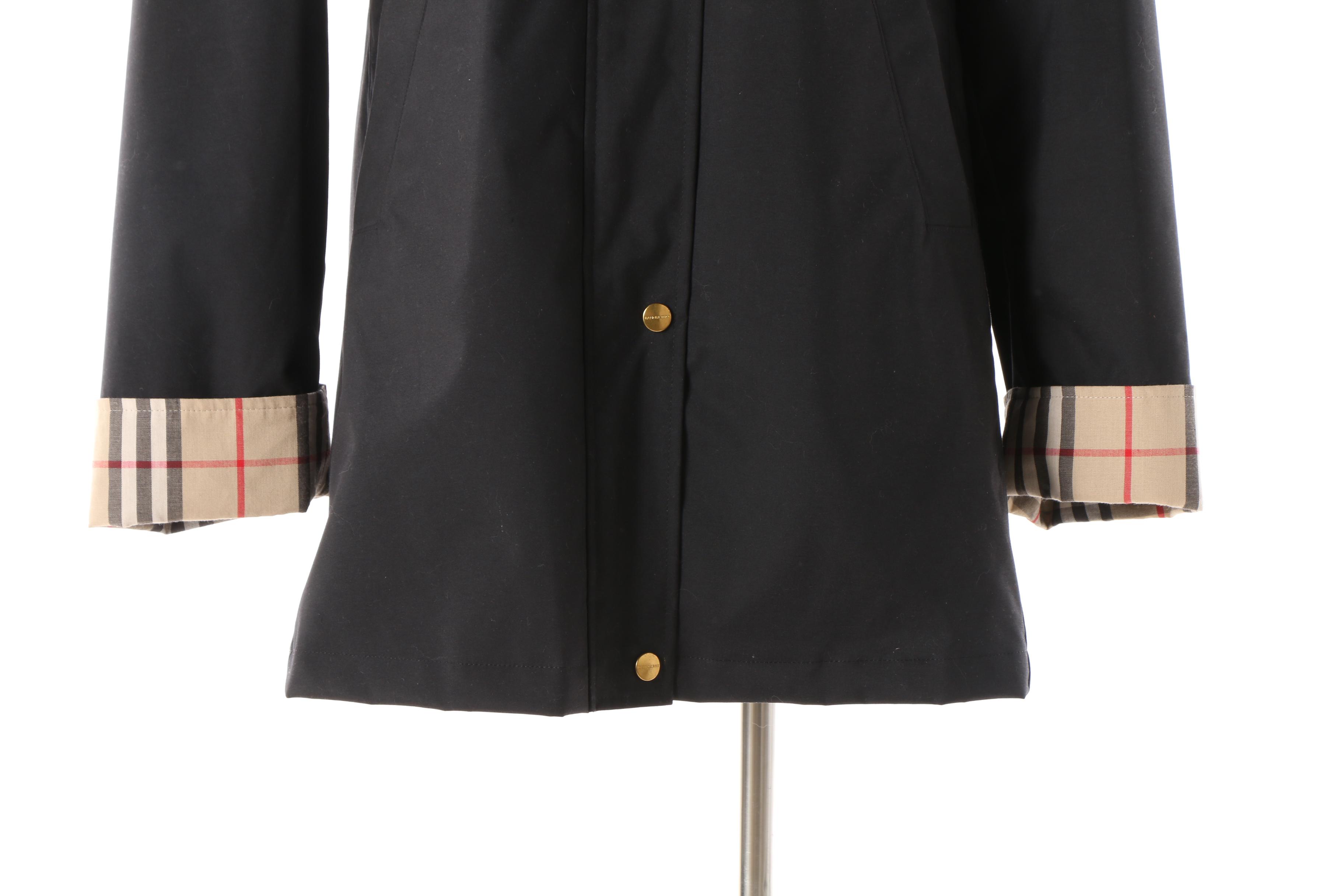 Women's Burberry London Kayla Black Rain Jacket with Removable Wool Lining