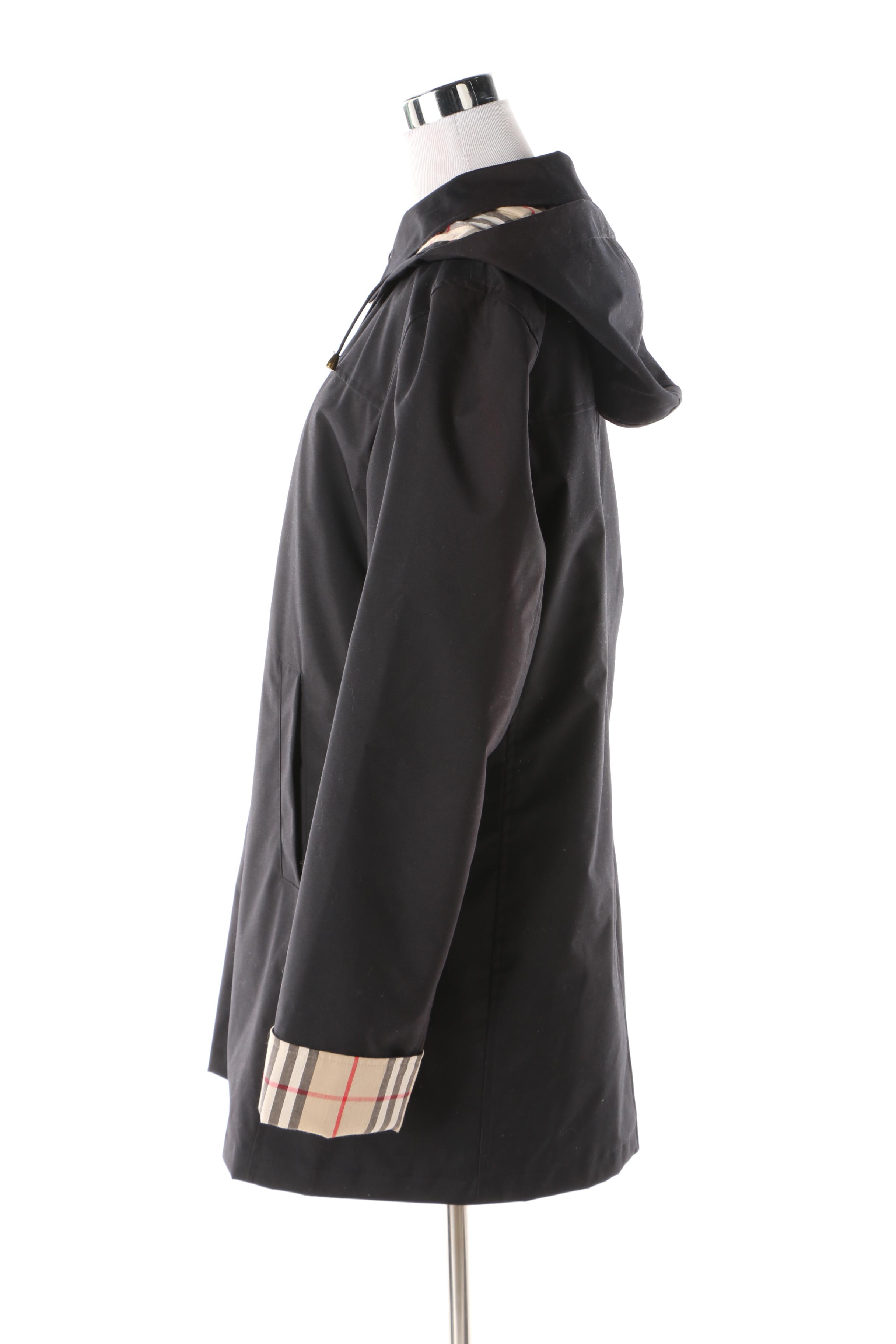 Women's Burberry London Kayla Black Rain Jacket with Removable Wool Lining
