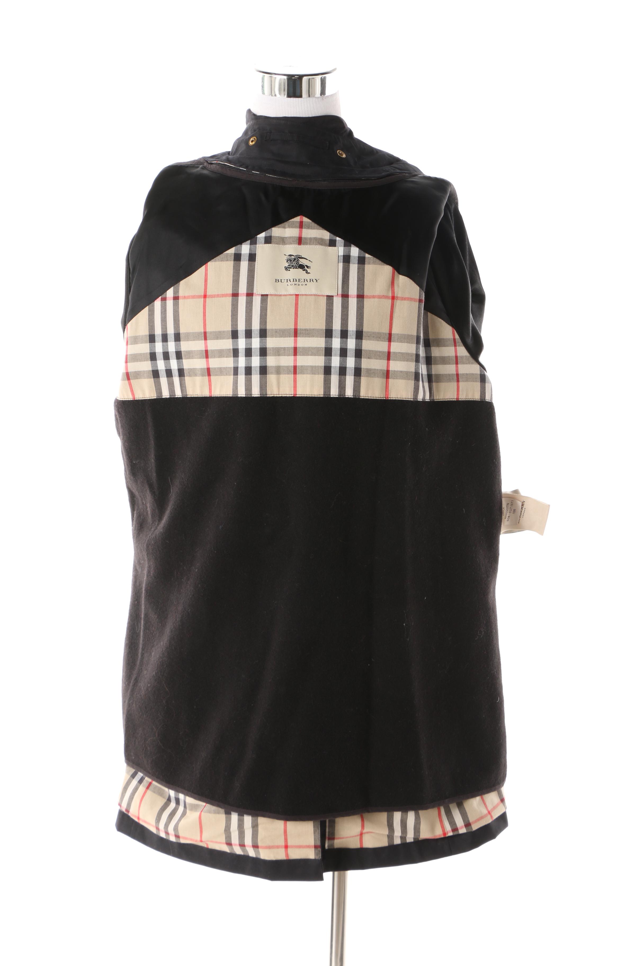 Women's Burberry London Kayla Black Rain Jacket with Removable Wool Lining