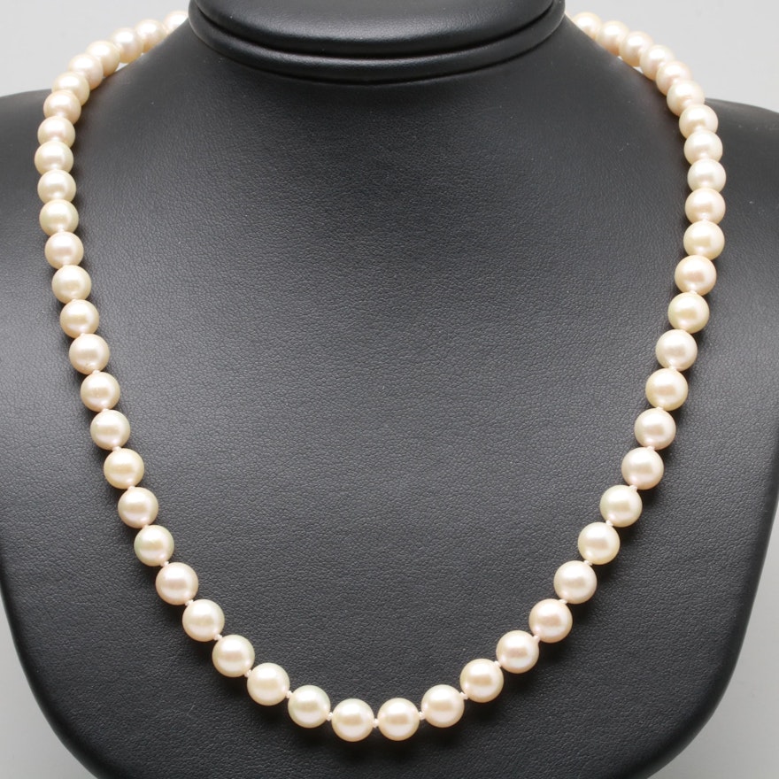 14K Yellow Gold Cultured Pearl Double Strand Necklace