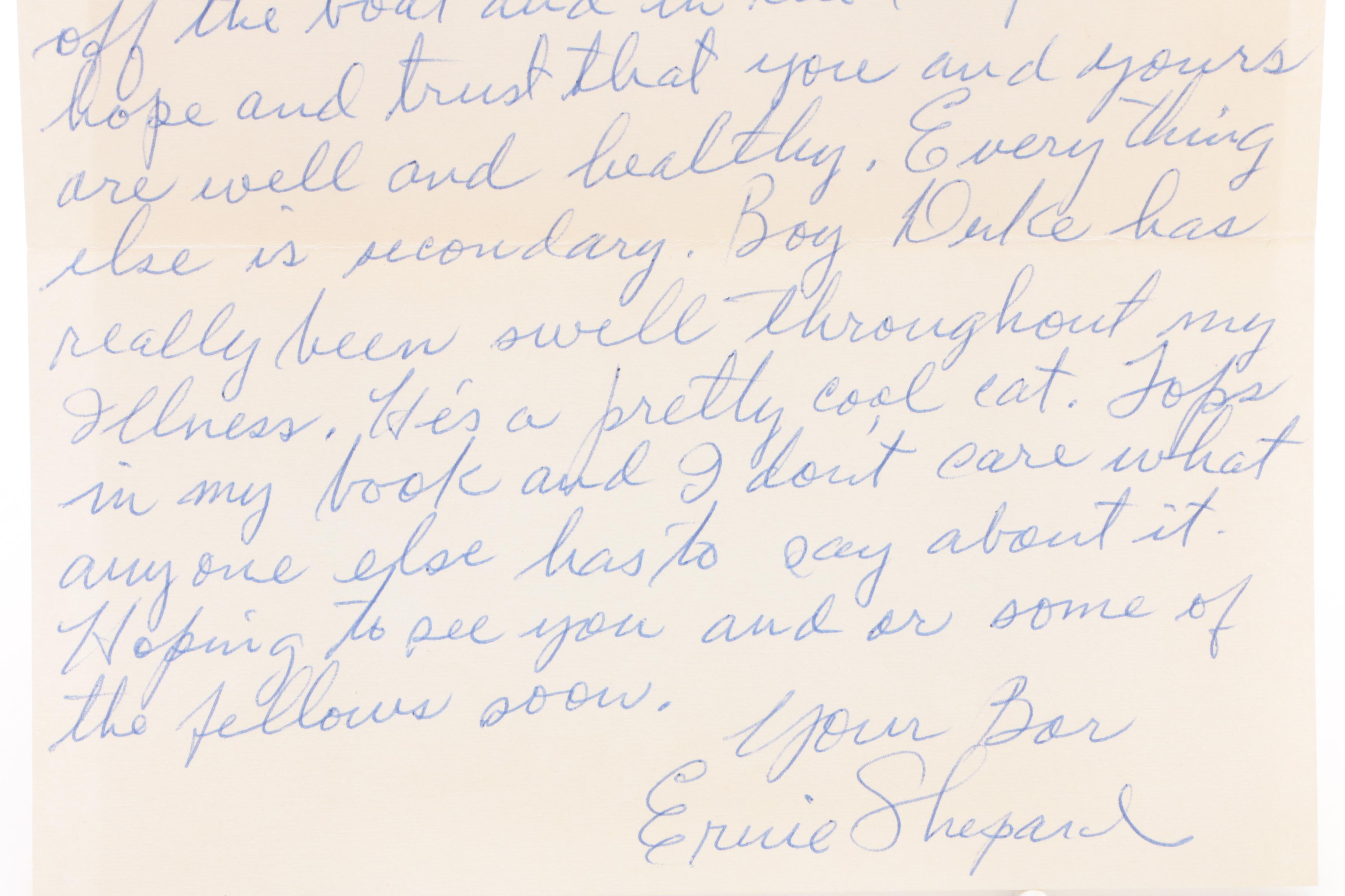 1964 Signed Handwritten Letter from Ernie Shepard to Jack Bradley