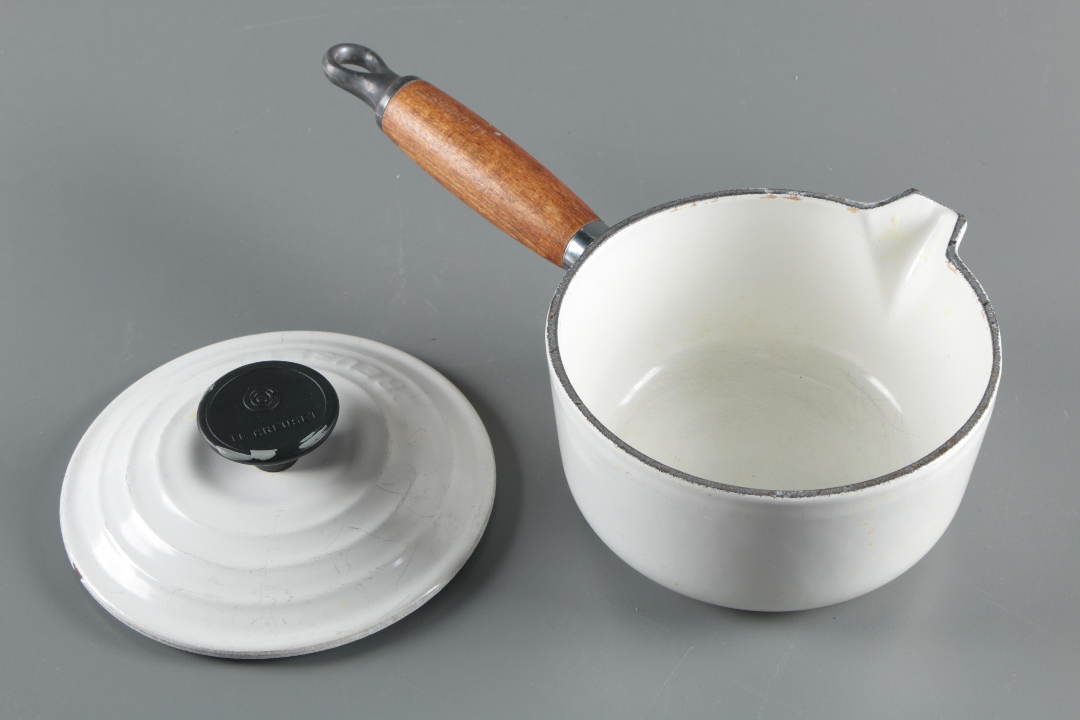 Le Creuset White Enameled Cast Iron Sauce Pan