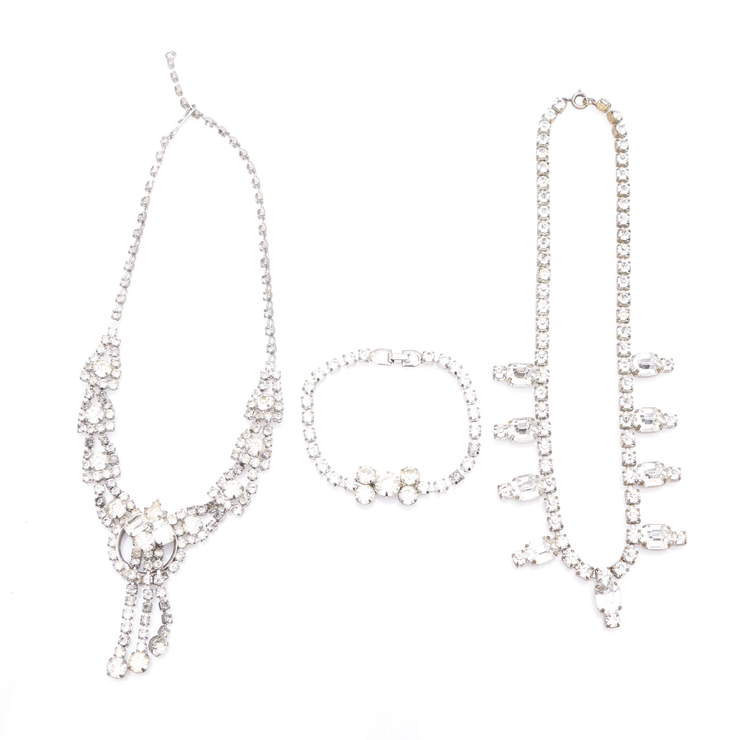 Vintage Rhinestone Jewelry Including 1920's Czech Glass