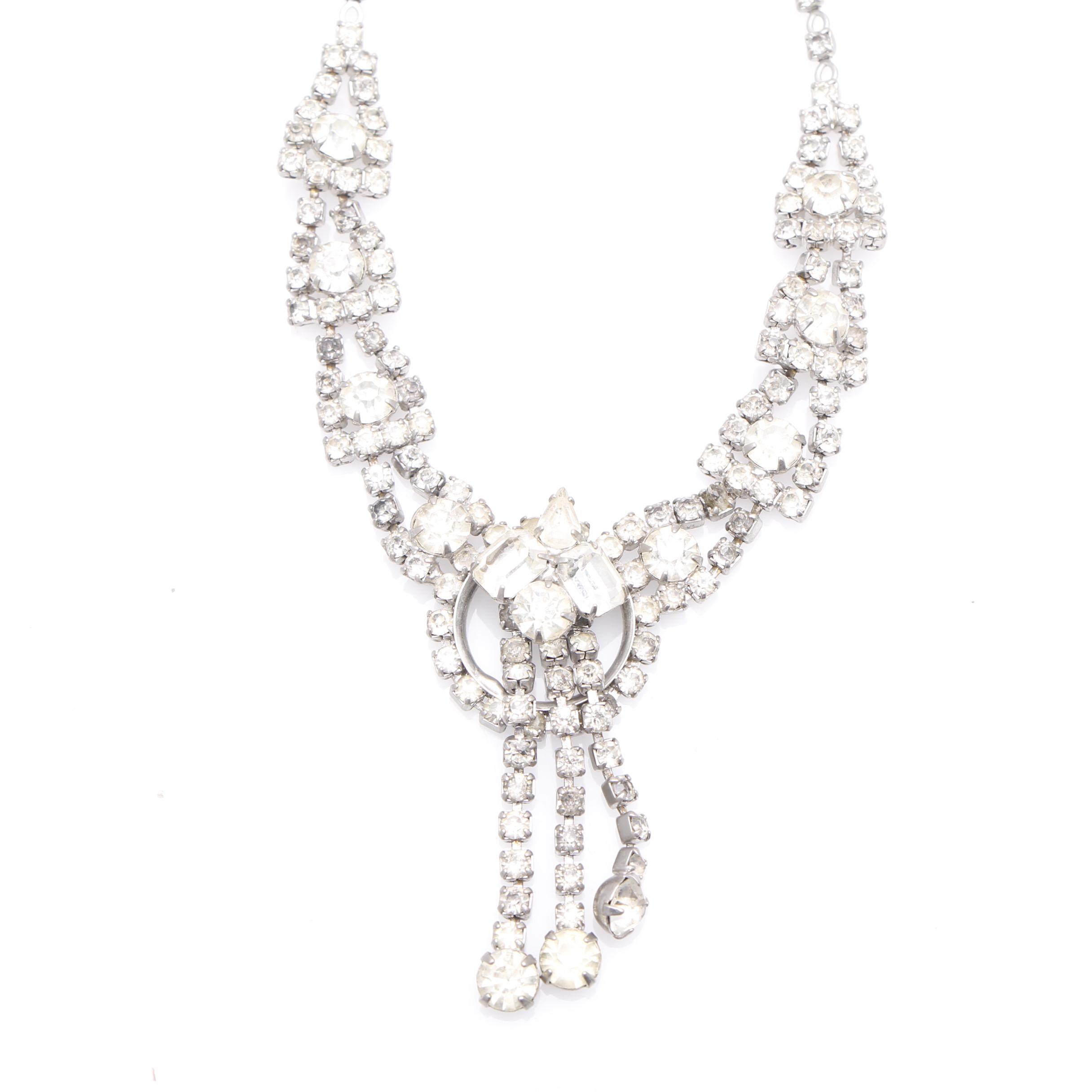 Vintage Rhinestone Jewelry Including 1920's Czech Glass