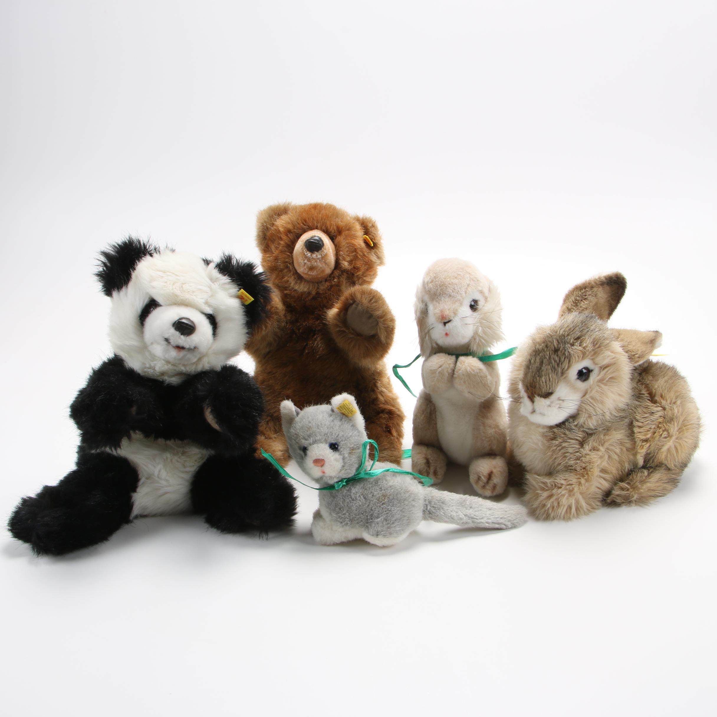 Steiff Plush Animals Including "Dormy" and "Molly", 1970-80s