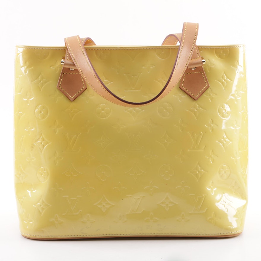 1999 Louis Vuitton Paris Yellow Vernis Monogram Columbus Tote