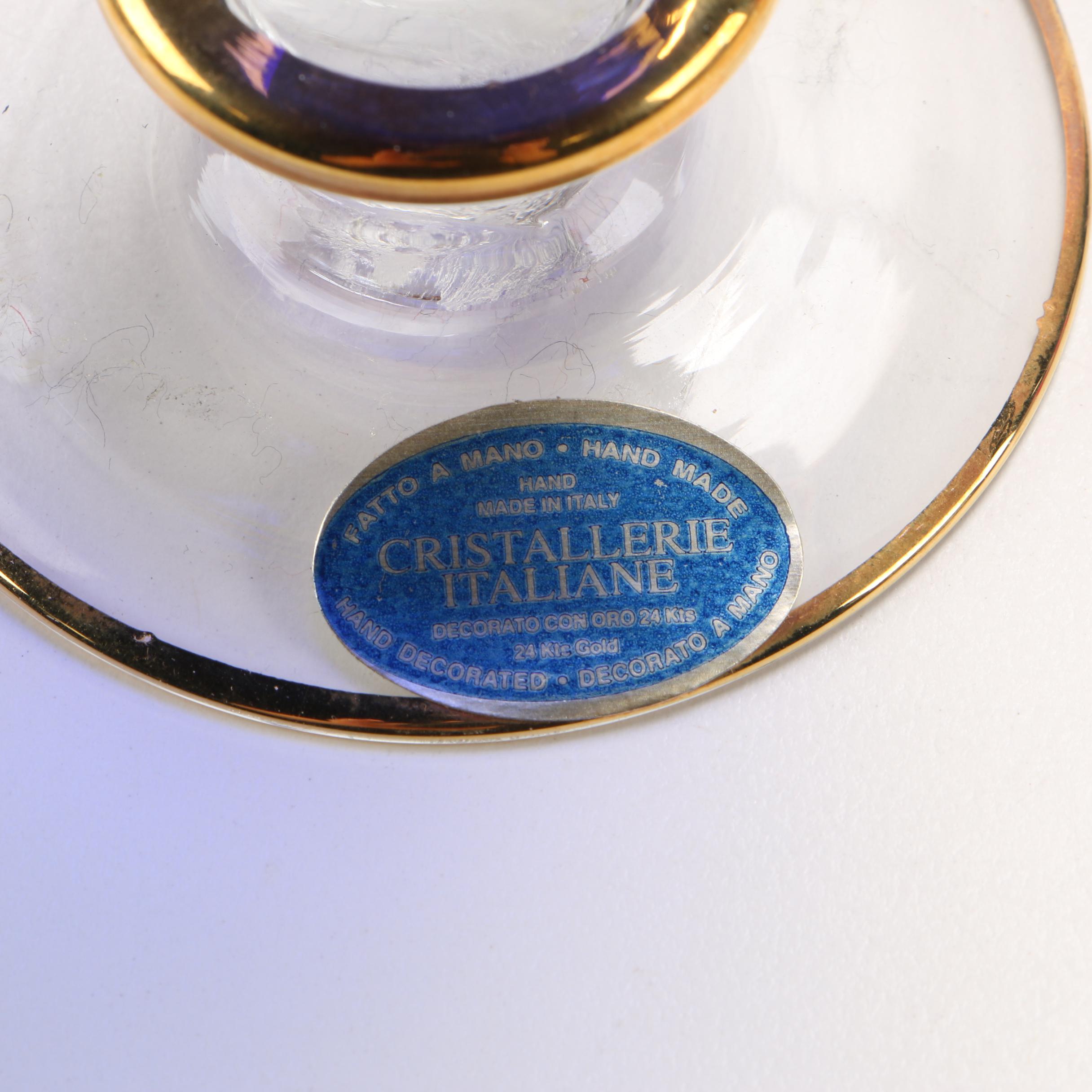 Italian Gold Decorated Cobalt Blue Glass Stemware