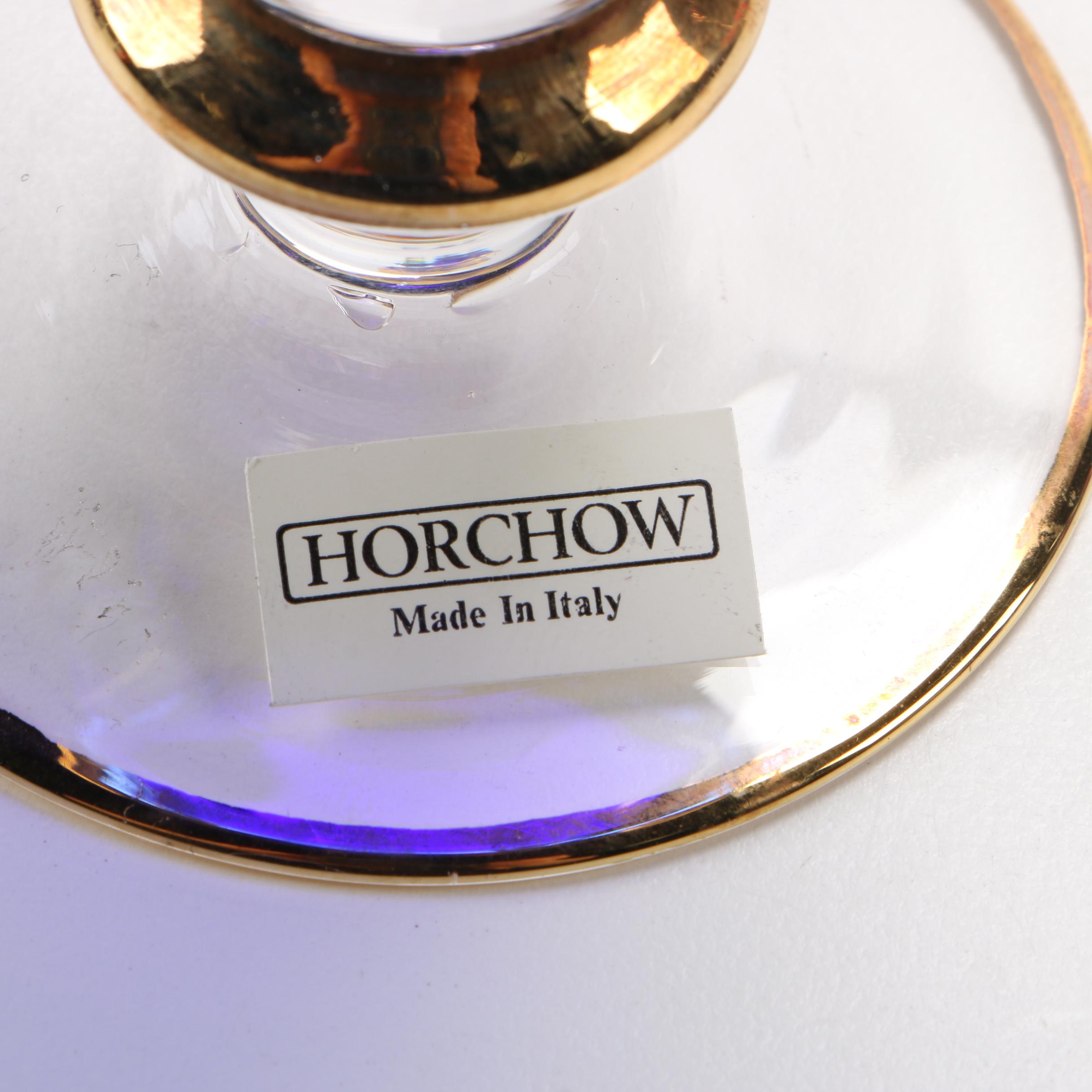 Italian Gold Decorated Cobalt Blue Glass Stemware