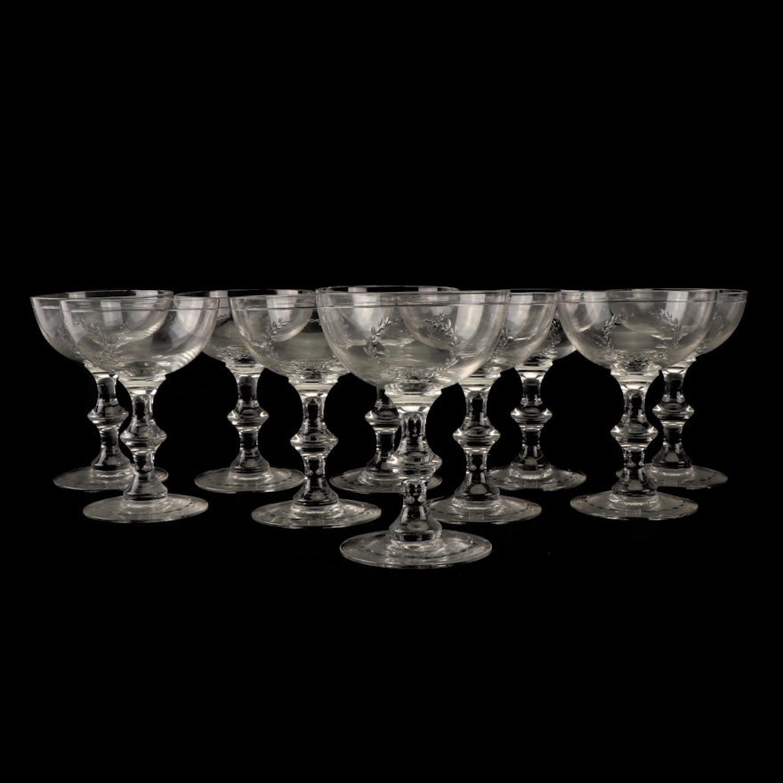 Hawkes Cut Glass "Laurel Wreath" Champagne Coupes