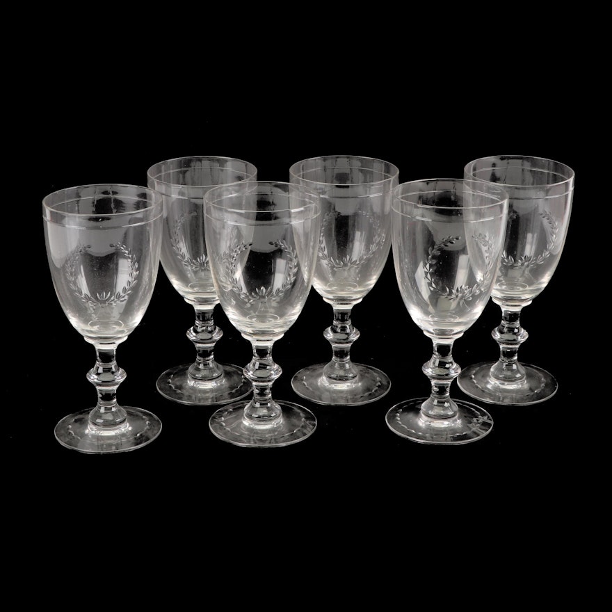 Hawkes Cut Glass "Laurel Wreath" Water Goblets