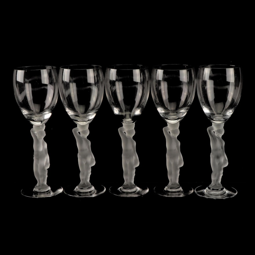Figural Bacchus Stemmed Claret Wine Glasses