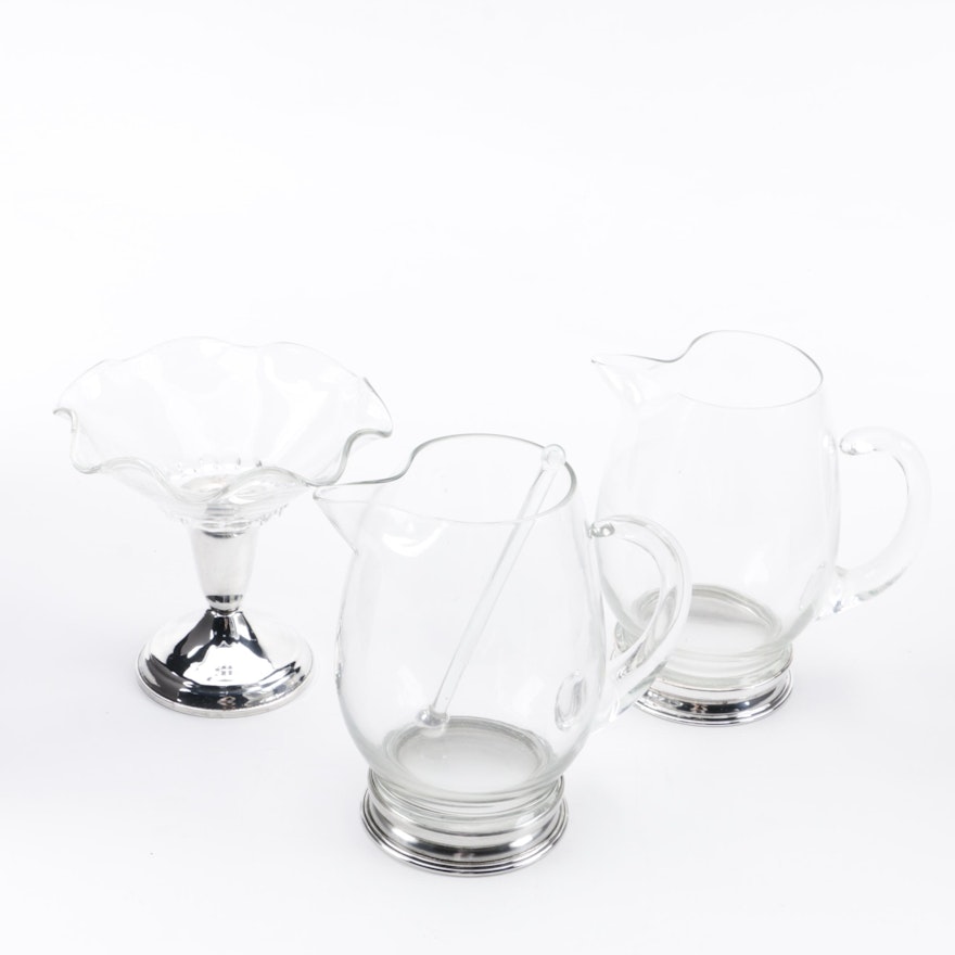 Mid-Century Watson and Wallace Cocktail Pitchers with Raimond Footed Compote