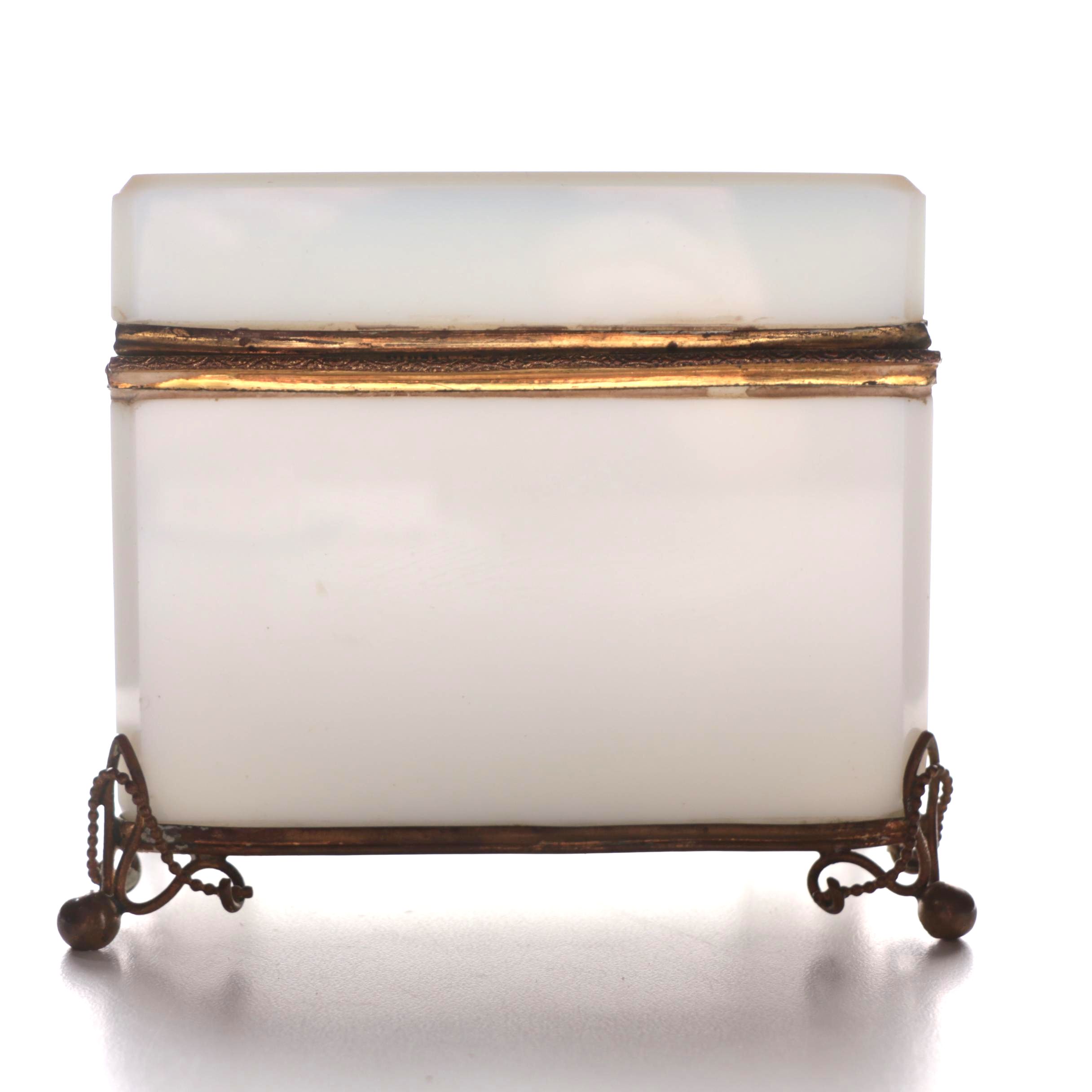 French Opaline Glass Casket Box, Late 19th Century