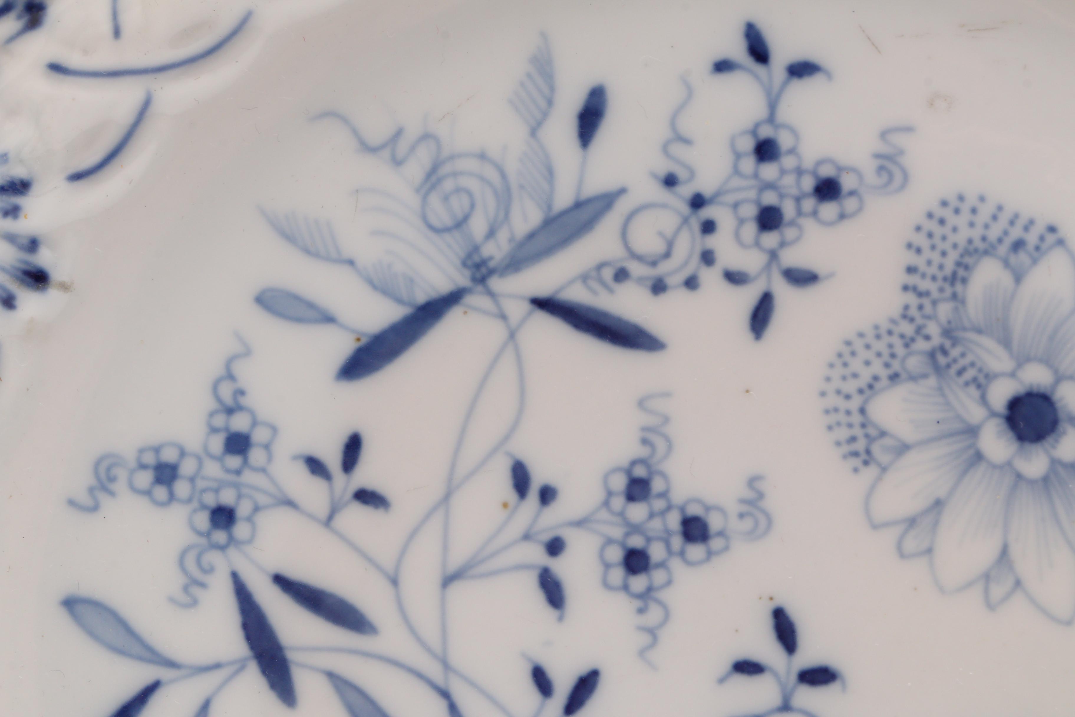 Carl Theichert Meissen Stove "Blue Onion" Porcelain Plate, Circa 1882-1929