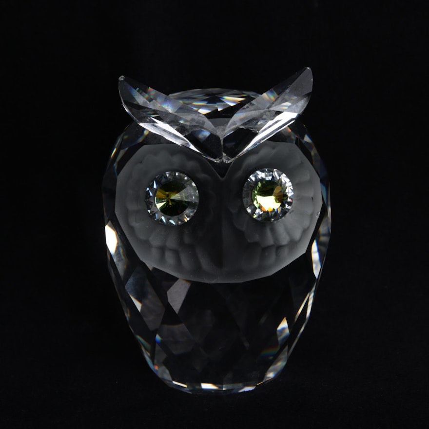 Vintage Swarovski Cut Crystal Owl Figurine