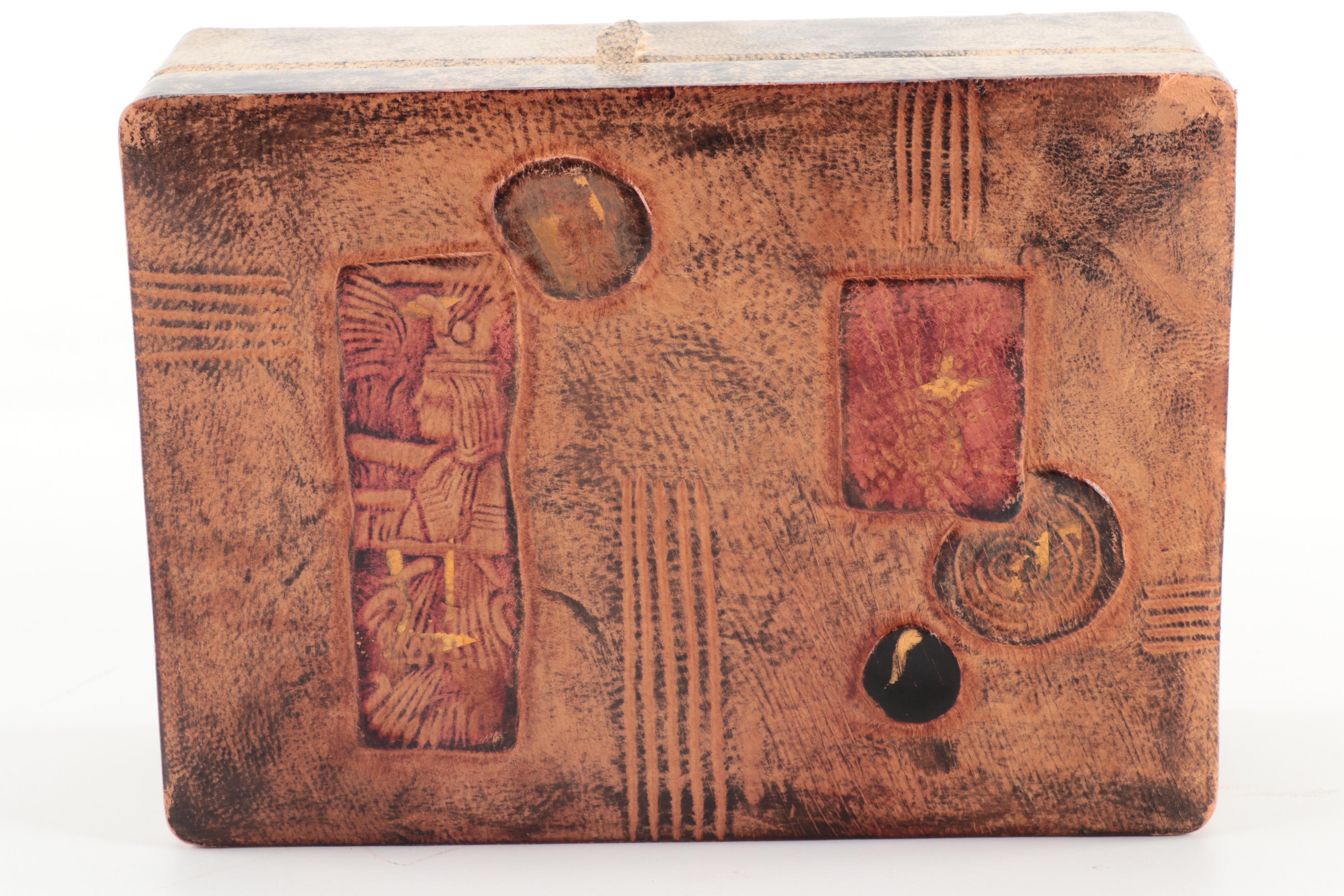 Embossed Leather Covered Box