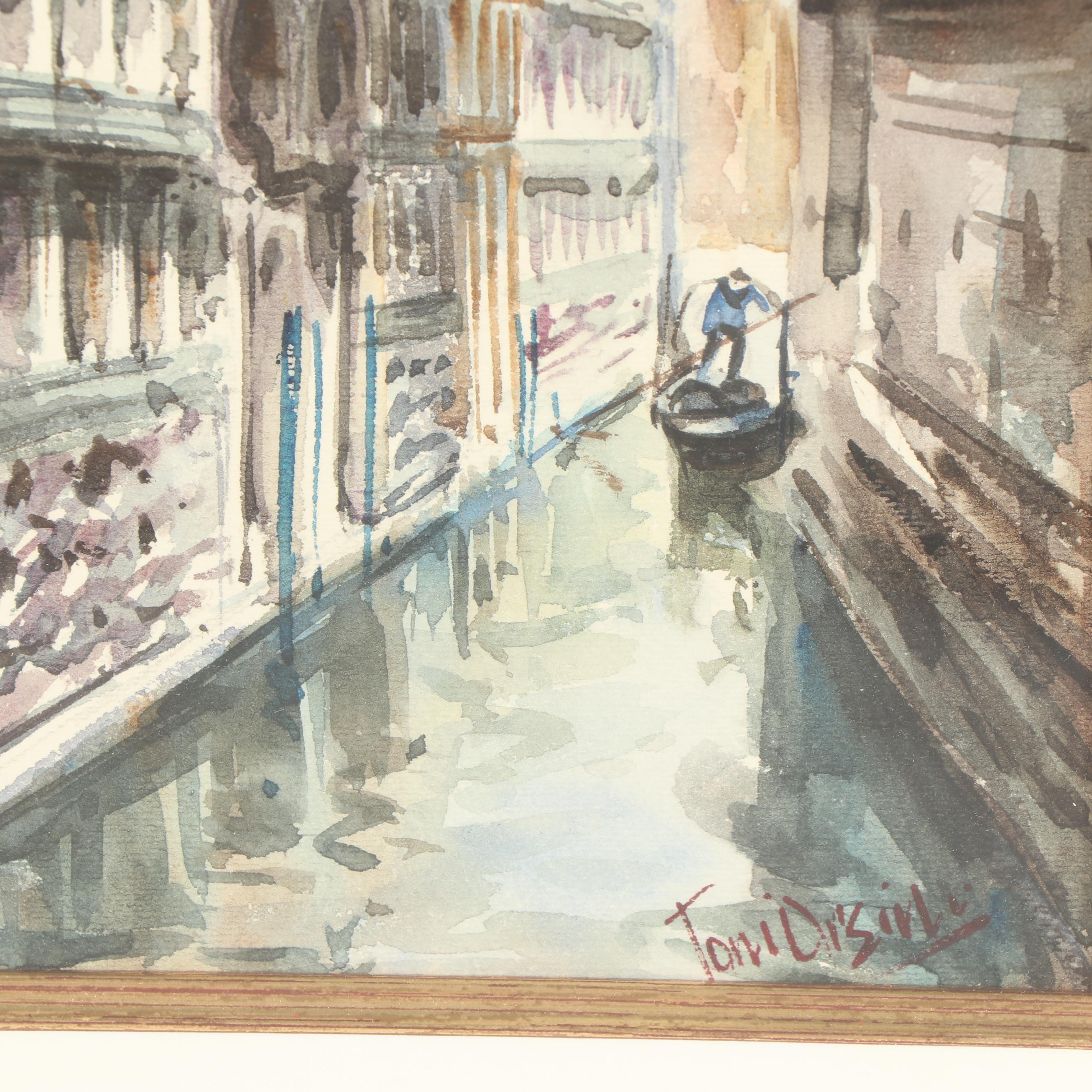Toni Orsini Watercolors of Venetian Canals