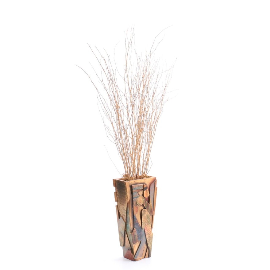 Planter with Metallic Painted Branches