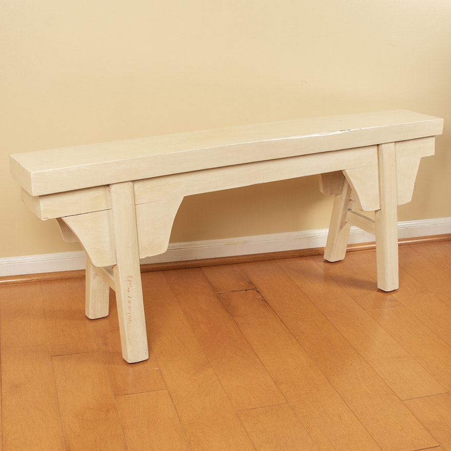 Rustic Style Painted Wood Accent Bench