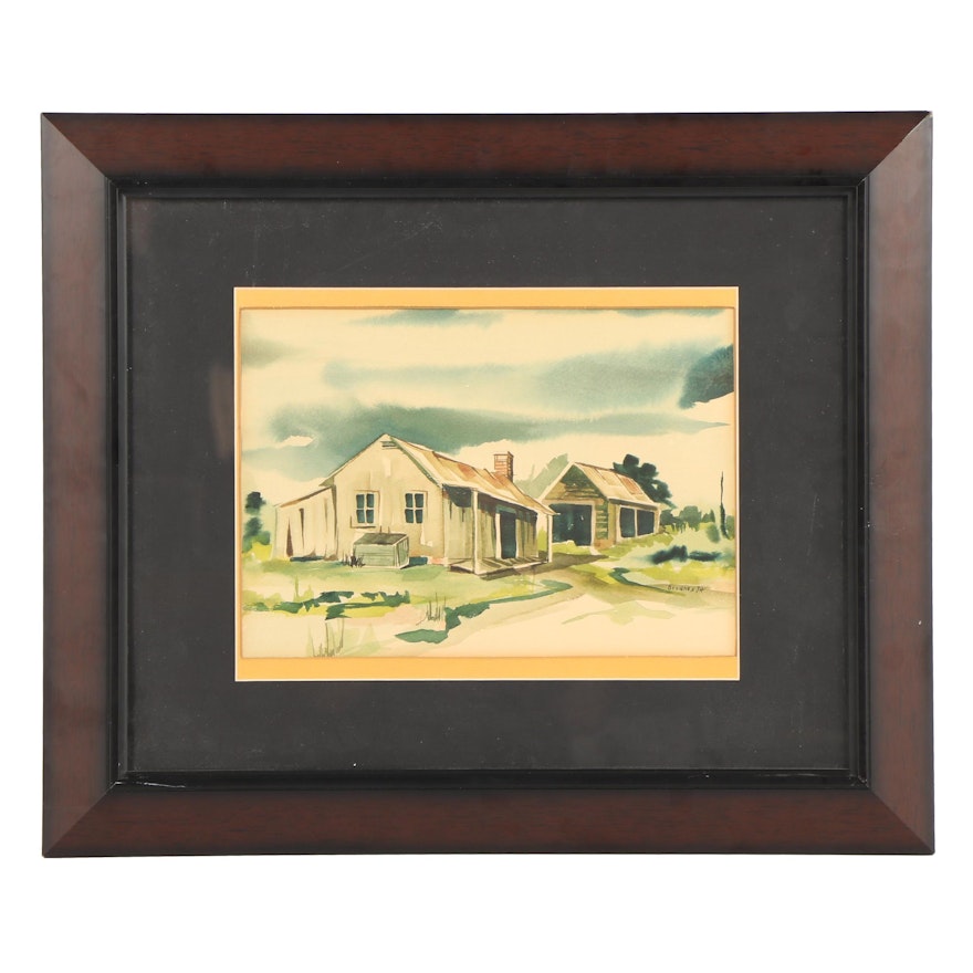 Brodnax Watercolor Painting of Rural Cottage