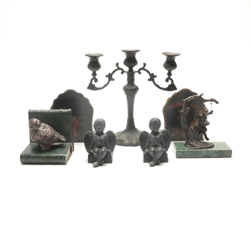 Decorative Metalware Including Bookends and Doorstops