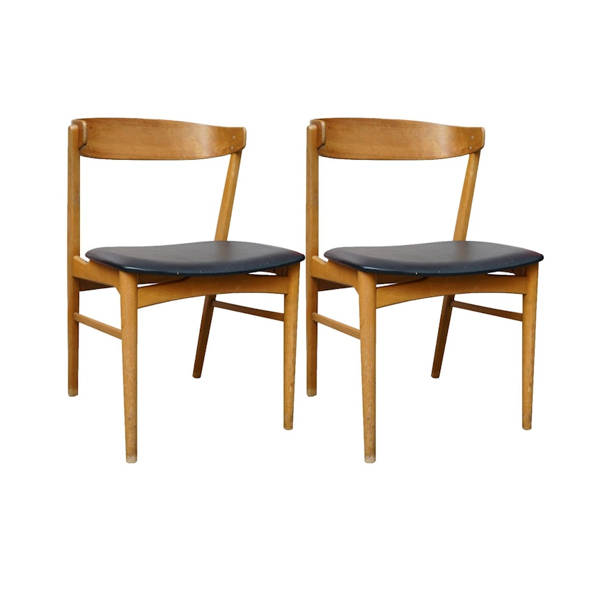 Danish Modern Style Curved Back Dining Chairs
