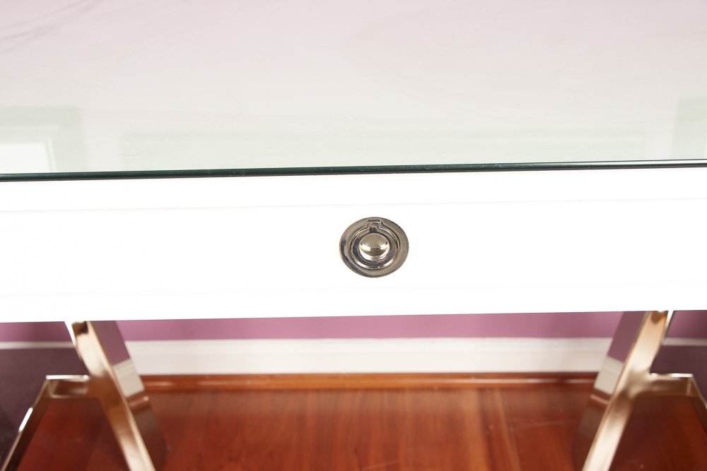 Contemporary "Mason" Glass Top Desk by Williams Sonoma