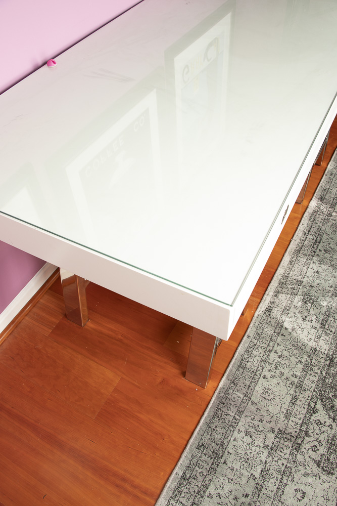 Contemporary "Mason" Glass Top Desk by Williams Sonoma