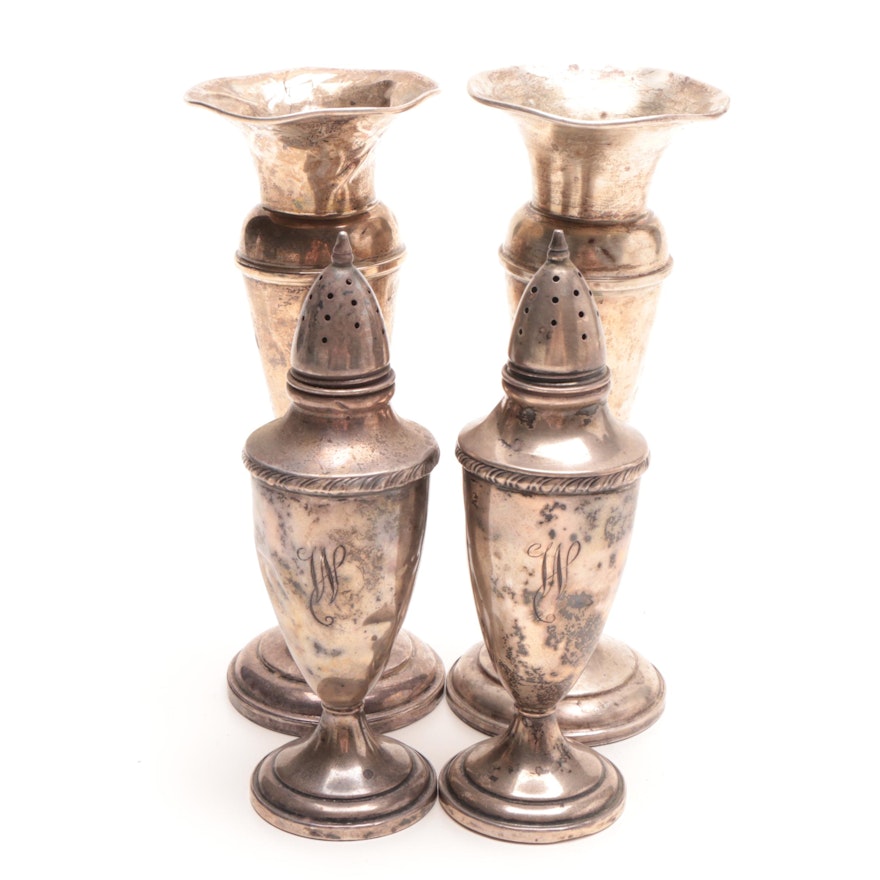 M. Fred Hirsch Weighted Sterling Shakers and Preisner Weighted Sterling Vases