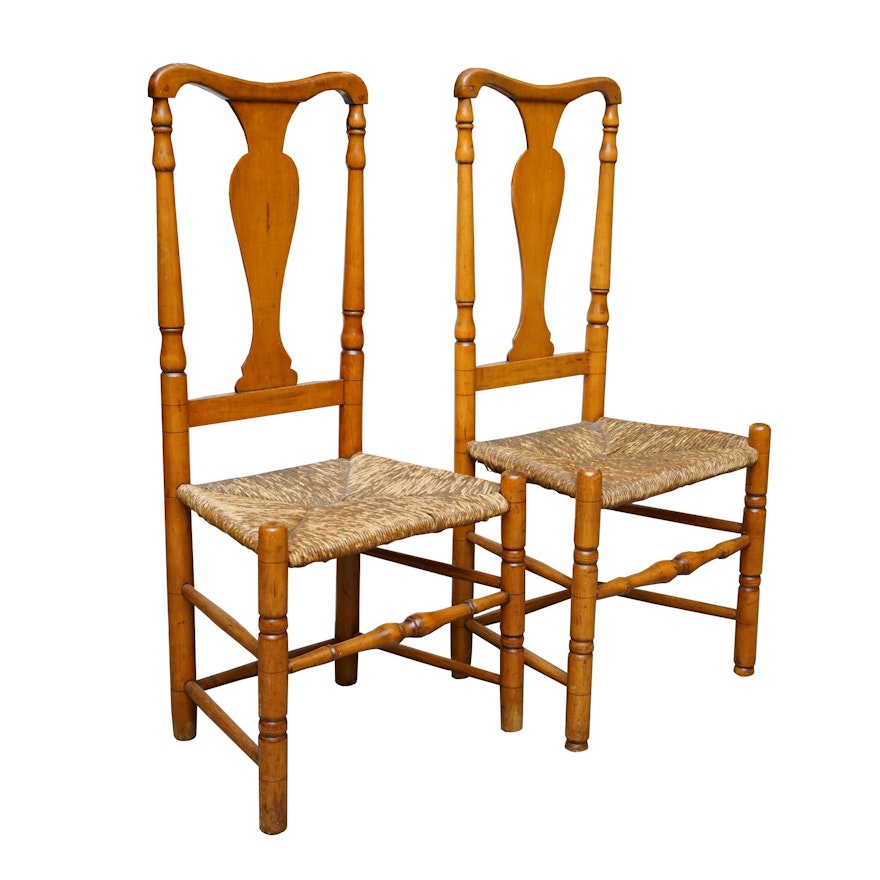 Antique Rush Seat Side Chairs