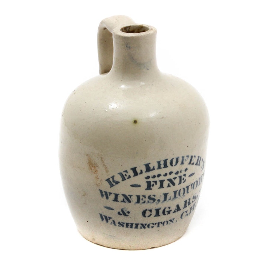 Vintage Kellhofer's Stoneware Liquor Jug