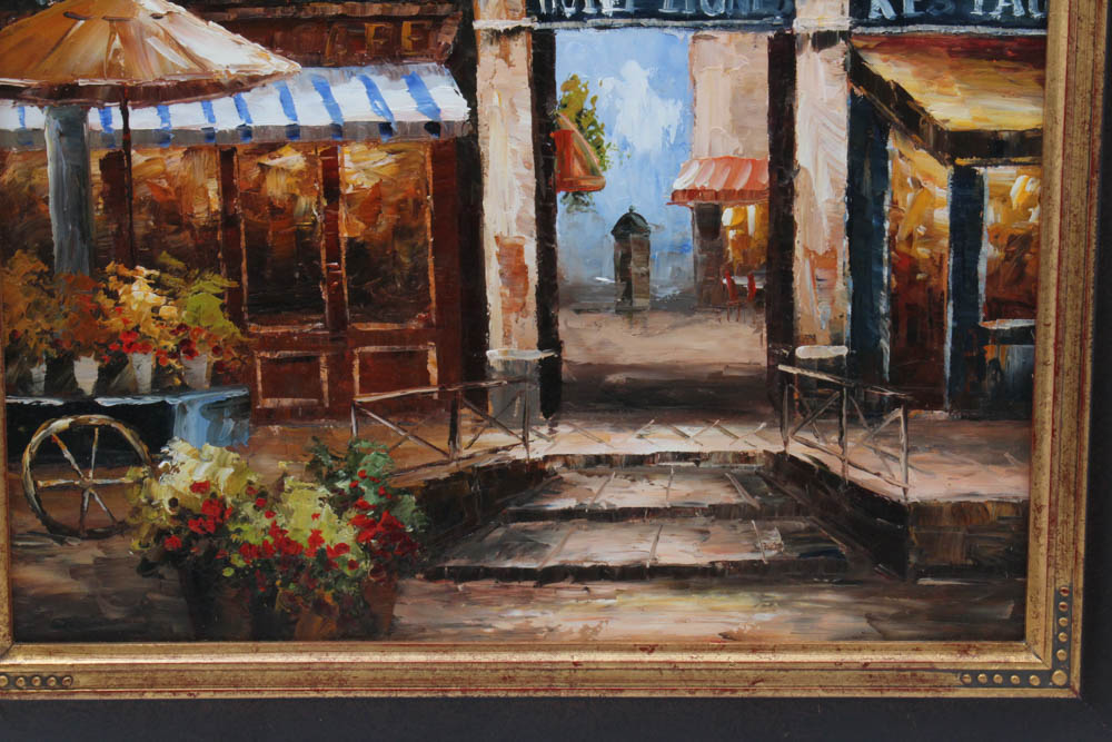 Oil Painting of European Street Scene