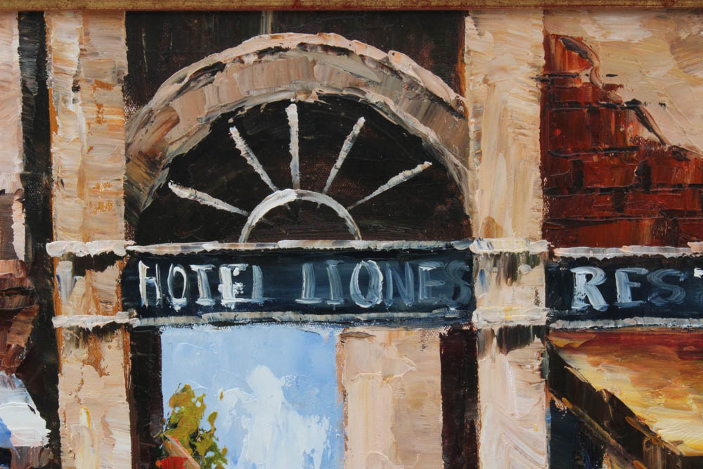 Oil Painting of European Street Scene