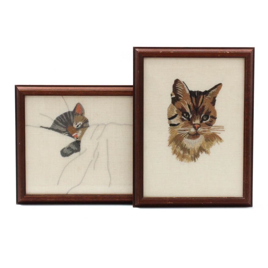 Crewelwork Embroideries of Cats