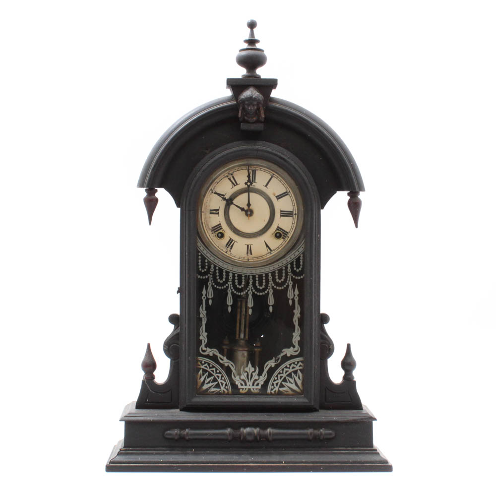 Antique William L. Gilbert “Parisian” Mantel Clock with Jenny Lind Carving