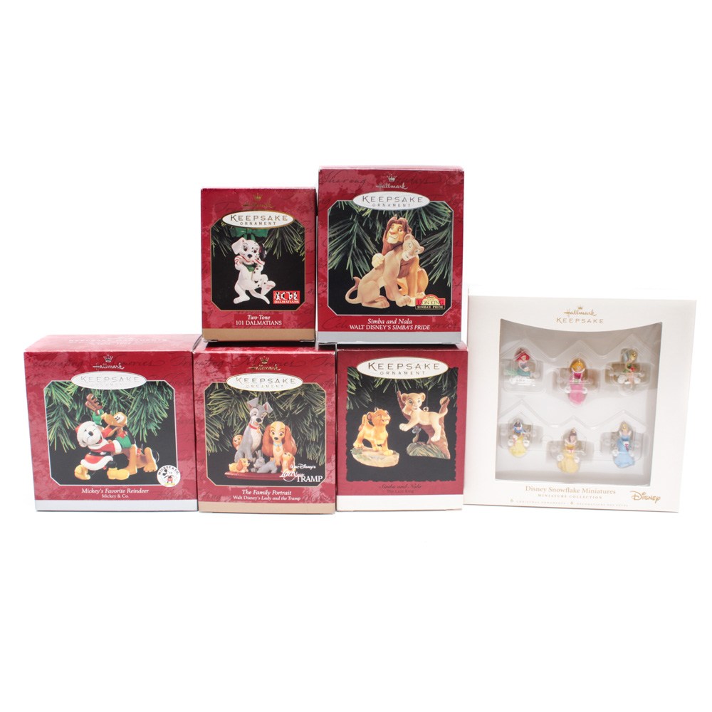 Hallmark Disney Ornaments with "Disney Snowflake Miniatures"