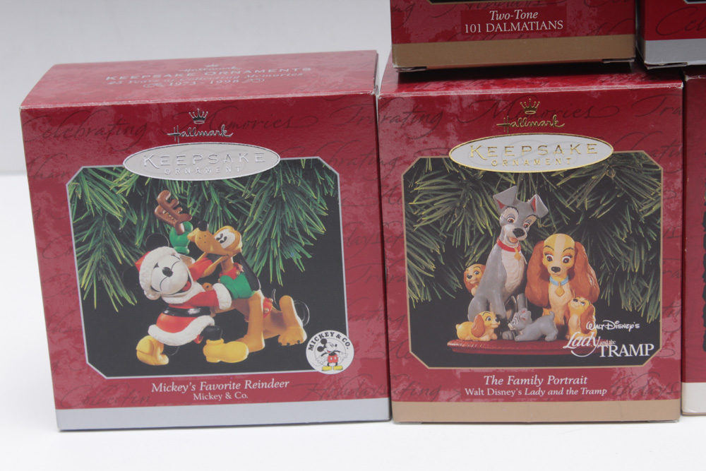 Hallmark Disney Ornaments with "Disney Snowflake Miniatures"