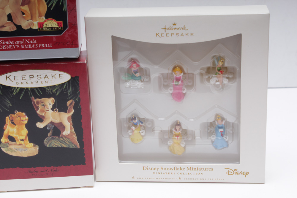Hallmark Disney Ornaments with "Disney Snowflake Miniatures"