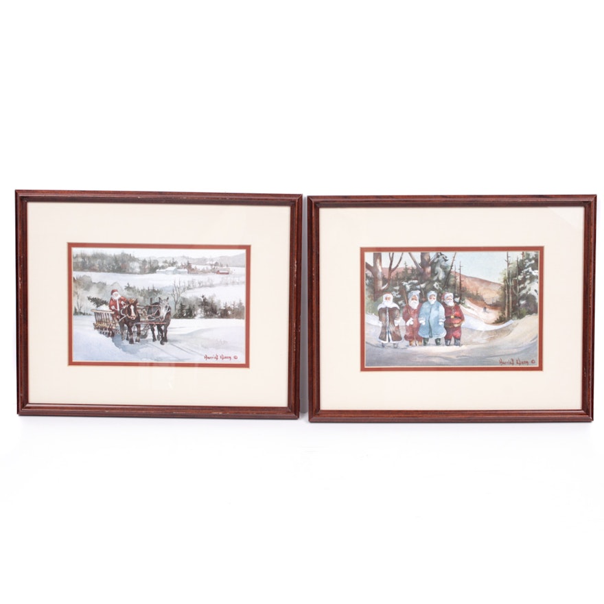 Offset Lithographs after Christmas Scenes by Harriet Elson